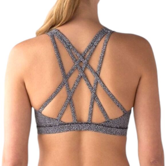 Lululemon Free To Be Serena Bra Womens 6 Gray Chakra Print Strappy Athletic Yoga - Picture 3 of 10